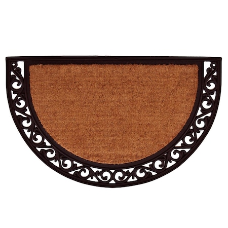 Configuracion 2 x 3 ft. Ornate Scroll Semicircle Doormat Natural & Black CO3367127